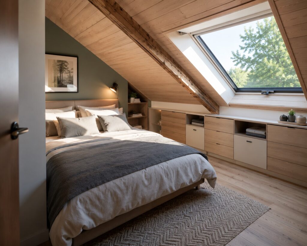 Chambre avec dressing sous les combles