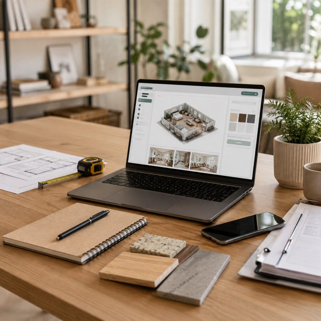 Ordinateur et outils pratiques pour projets maison et travaux