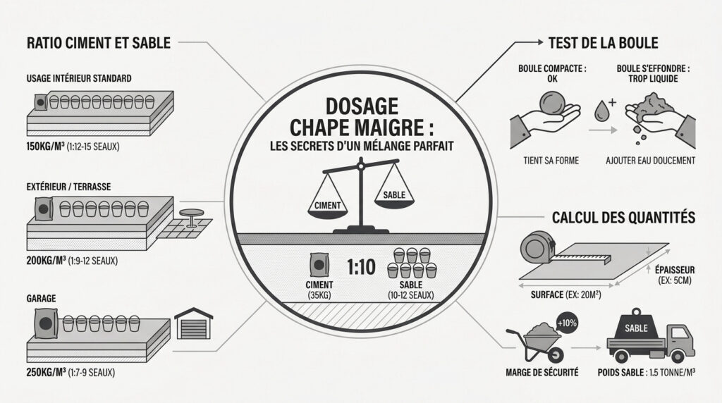 dosage chape maigre parfaitement équilibré avec méthodes